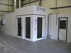 The eco-friendly spray booth in the Scotspray workshop