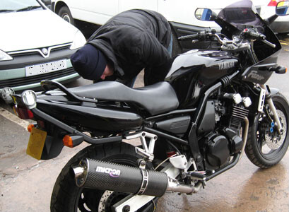 Yamaha motorcycle in for bodywork